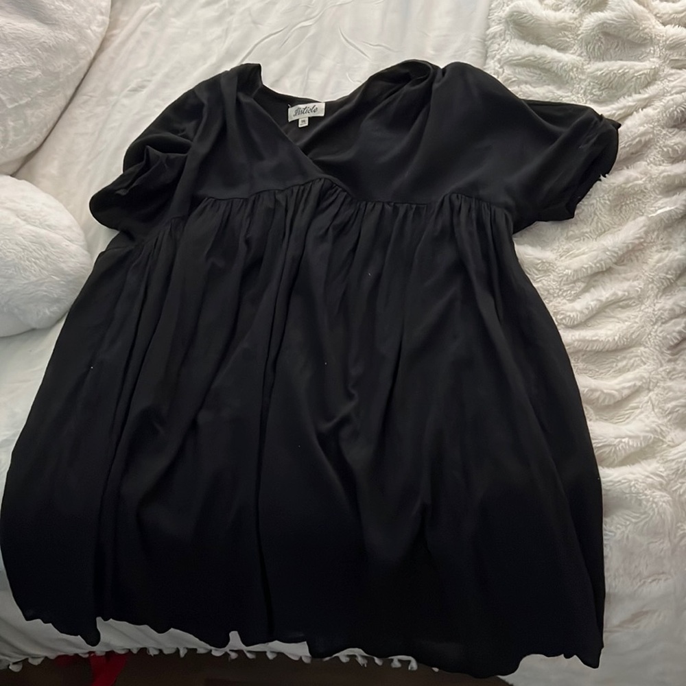black mini baby doll dress